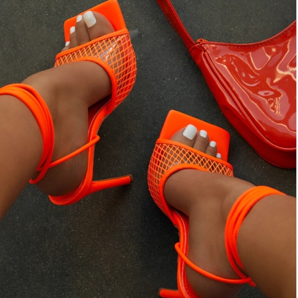 Miss Lola Shoes - Carmina Lace up fishnet high heels